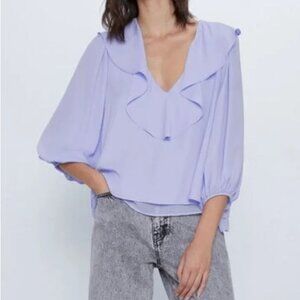 Zara V-Neck Blouse XS